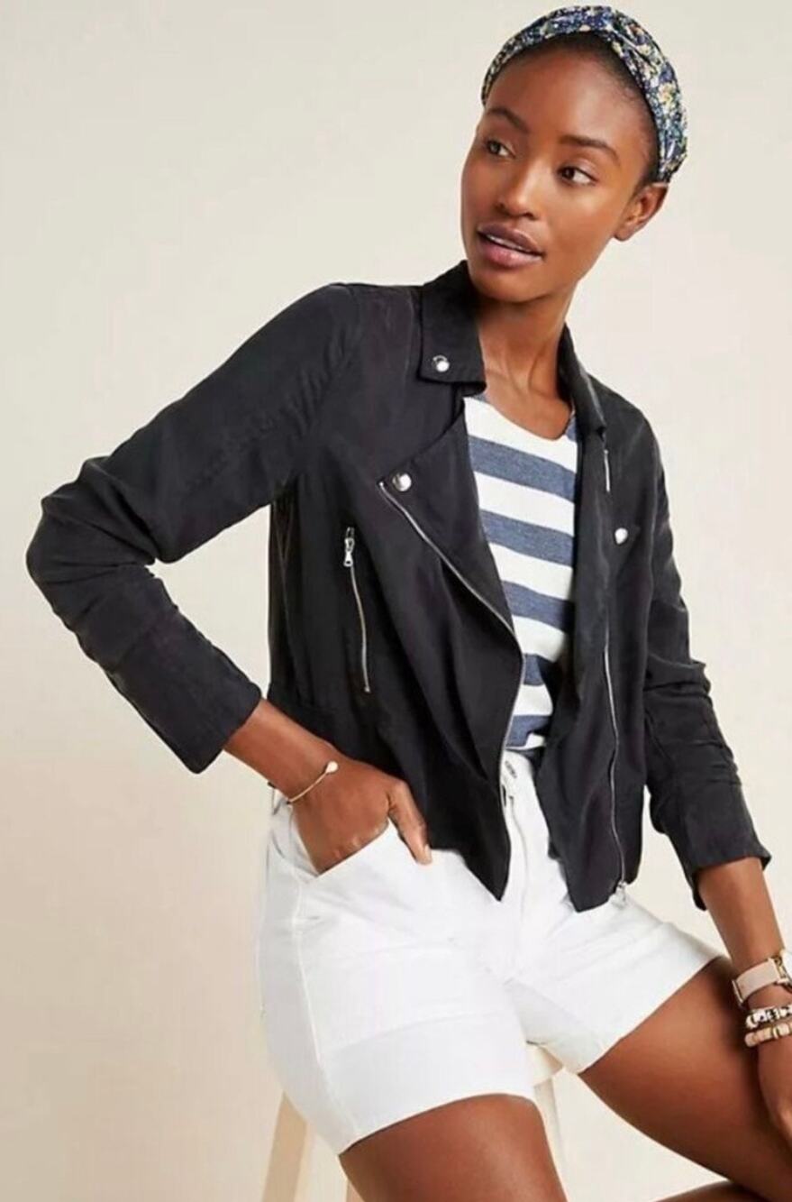 Blank NYC Back Roads Moto Jacket Black Small Lightweight Zip Up Biker